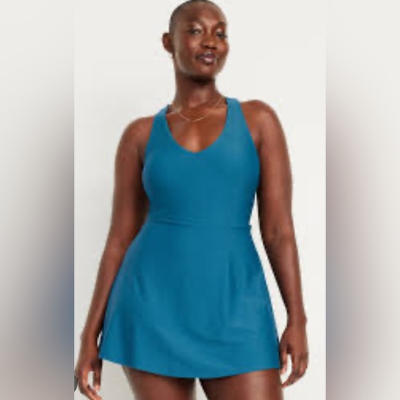 Old Navy Matte Tie-Back One Piece Summer Beach Vacation Swimsuit Swim Dress 3X - Picture 1 of 8